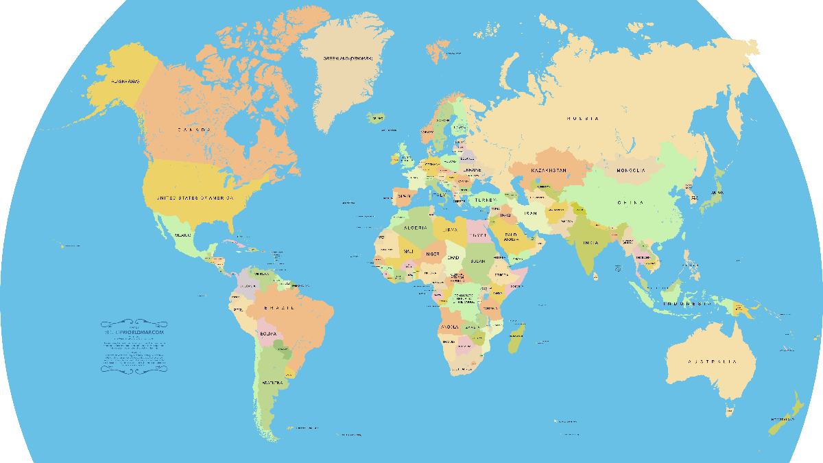 Bản đồ các quốc gia và châu lục trên trái đất 3D