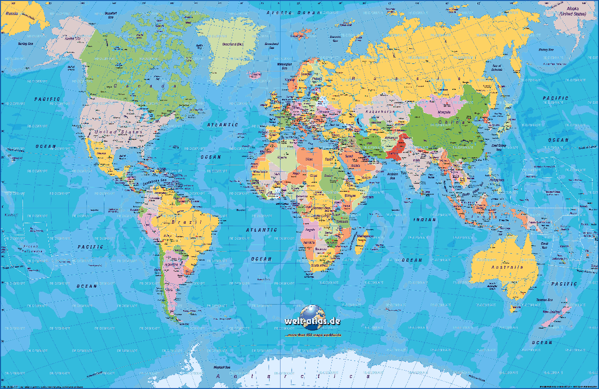 Vị trí các châu lục và quốc gia trên bản đồ