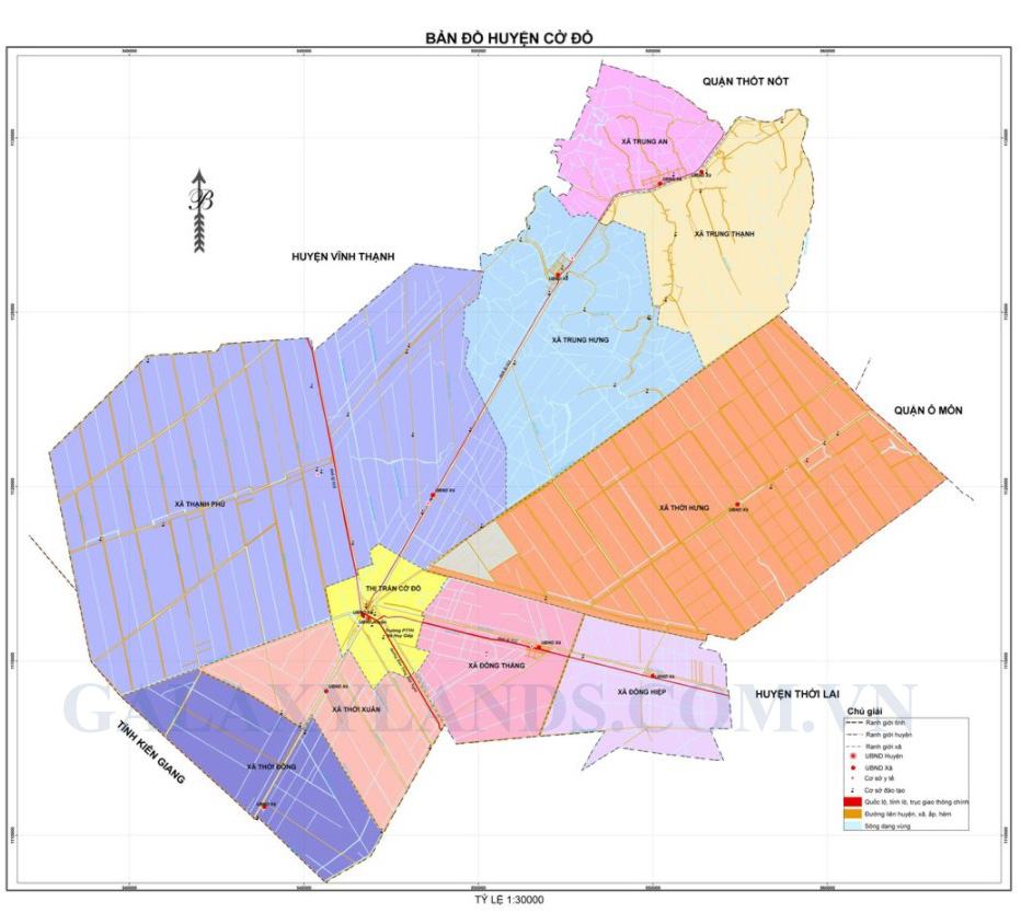Bản đồ hành chính huyện Cờ Đỏ - Bản đồ huyện Cờ Đỏ
