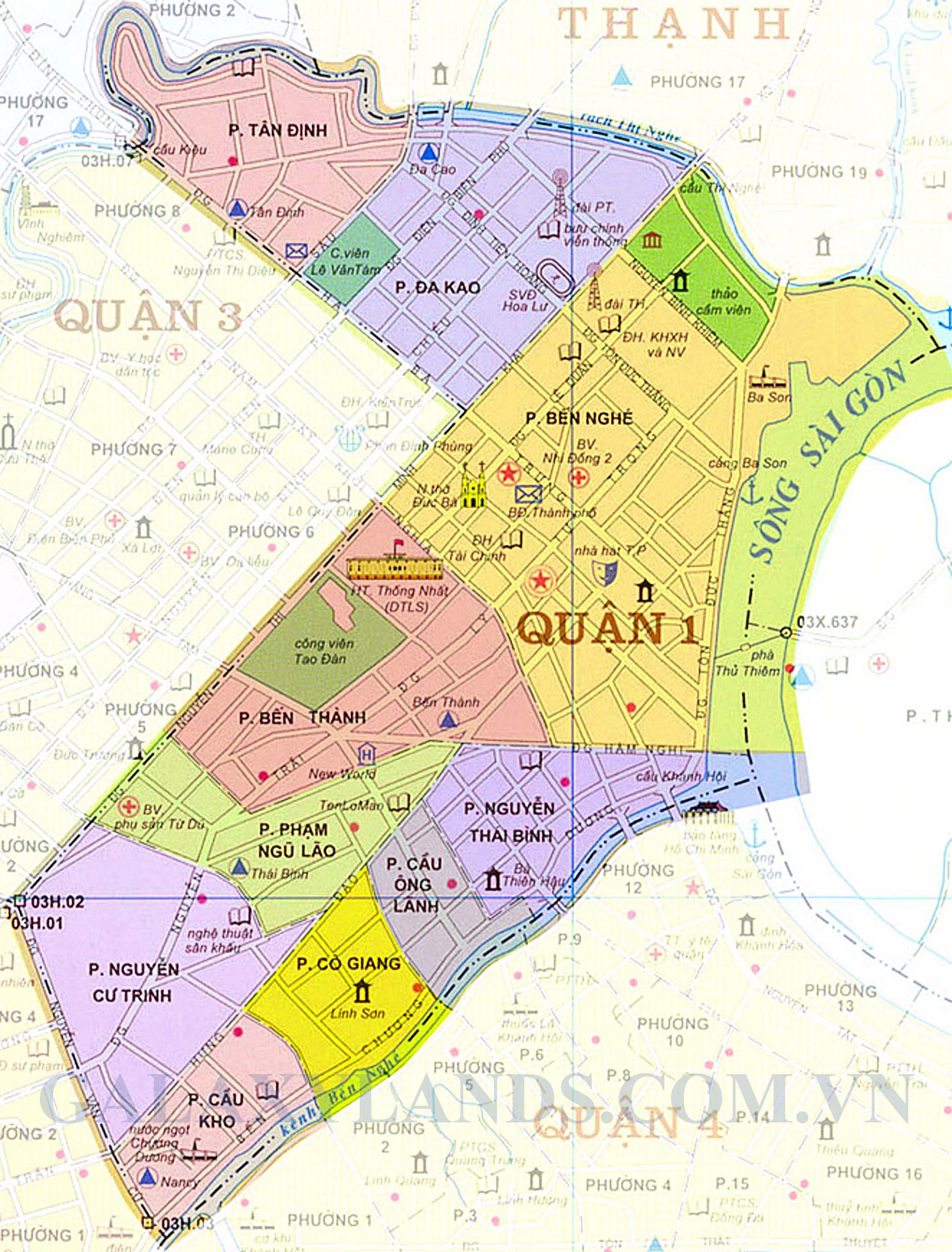 Bản đồ Quận 1 thành phố Hồ Chí Minh - Bản đồ quận 1 TPHCM ( Sài Gòn )