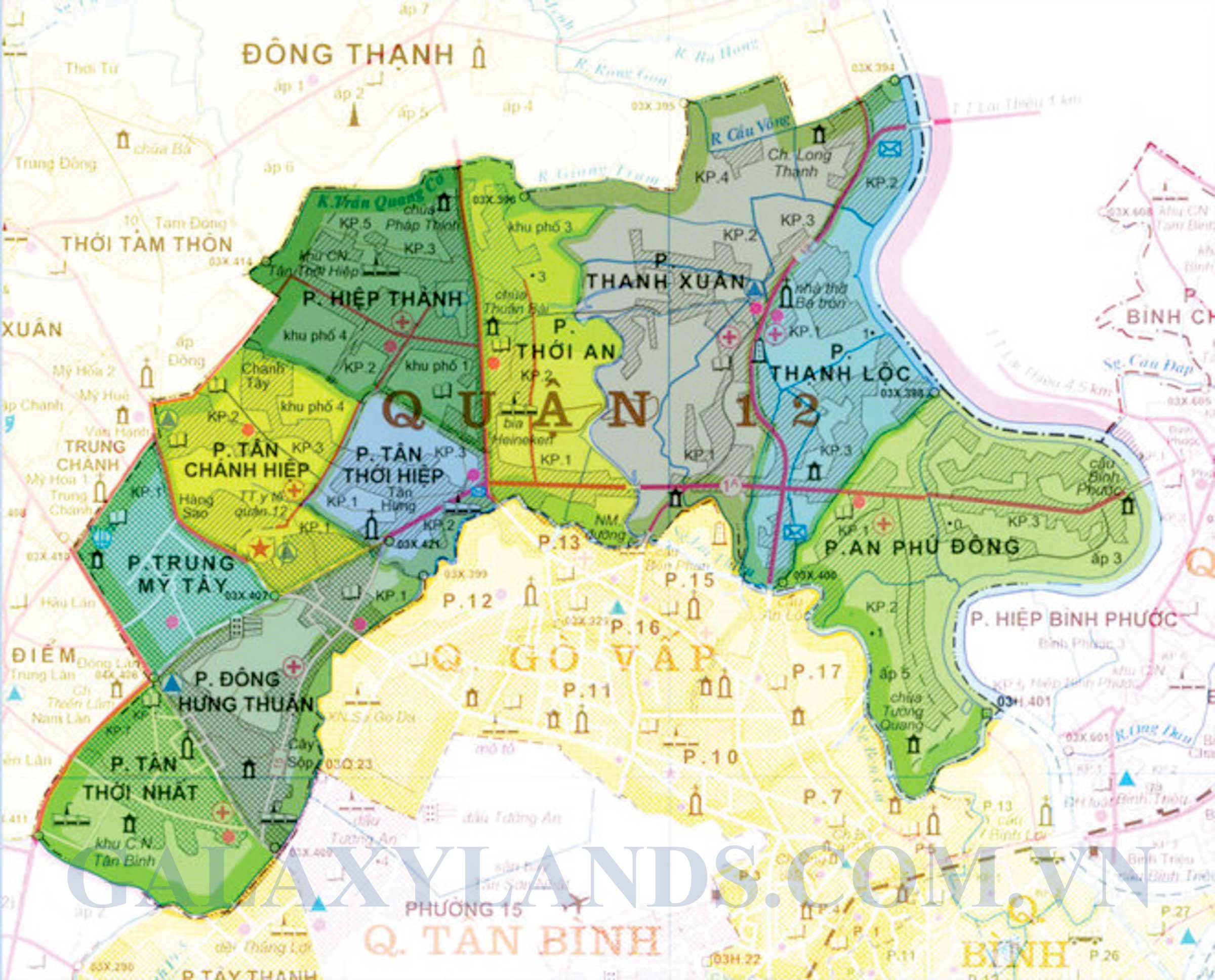 Bản đồ quận 12 thành phố Hồ Chí Minh - Bản đồ quận 12 Sài Gòn