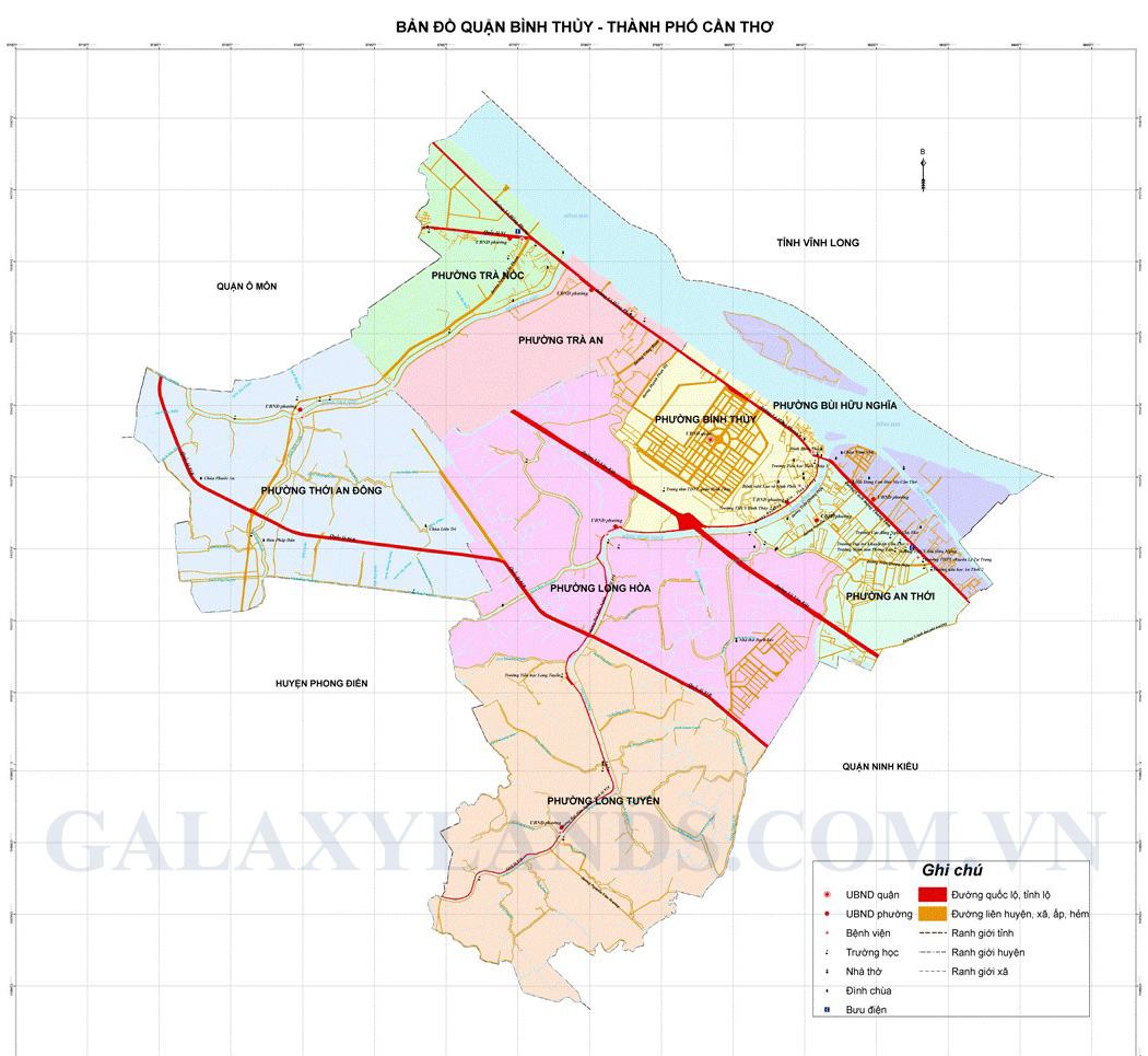 Bản đồ hành chính quận Bình Thủy thành phố Cần Thơ - Bản đồ quận Bình Thủy