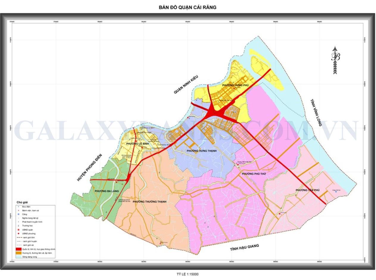 Bản đồ hành chính quận Cái Răng thành phố Cần Thơ - Bản đồ quận Cái Răng
