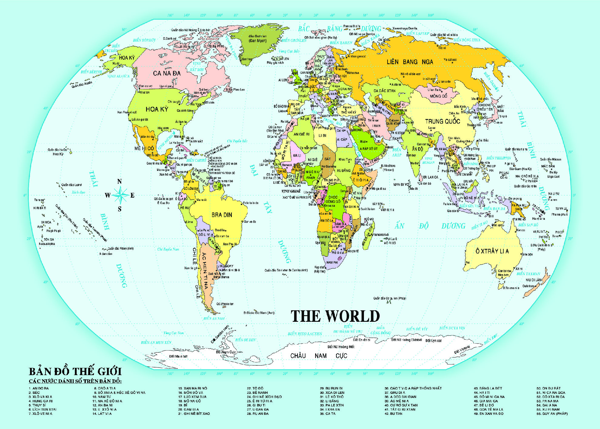 Bản đồ các quốc gia trên Thế Giới chi tiết nhất