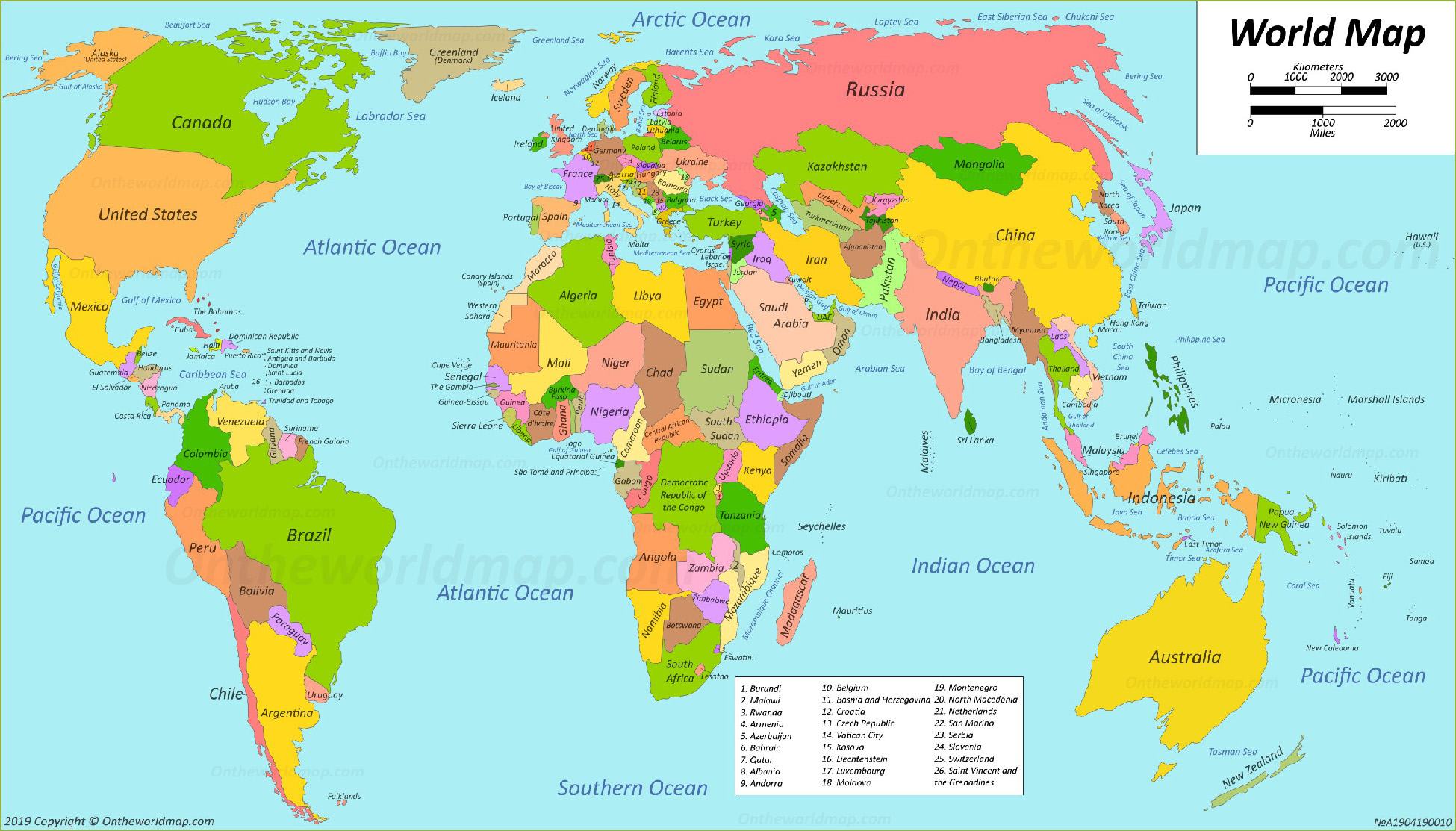 Bản đồ thế giới và các châu lục