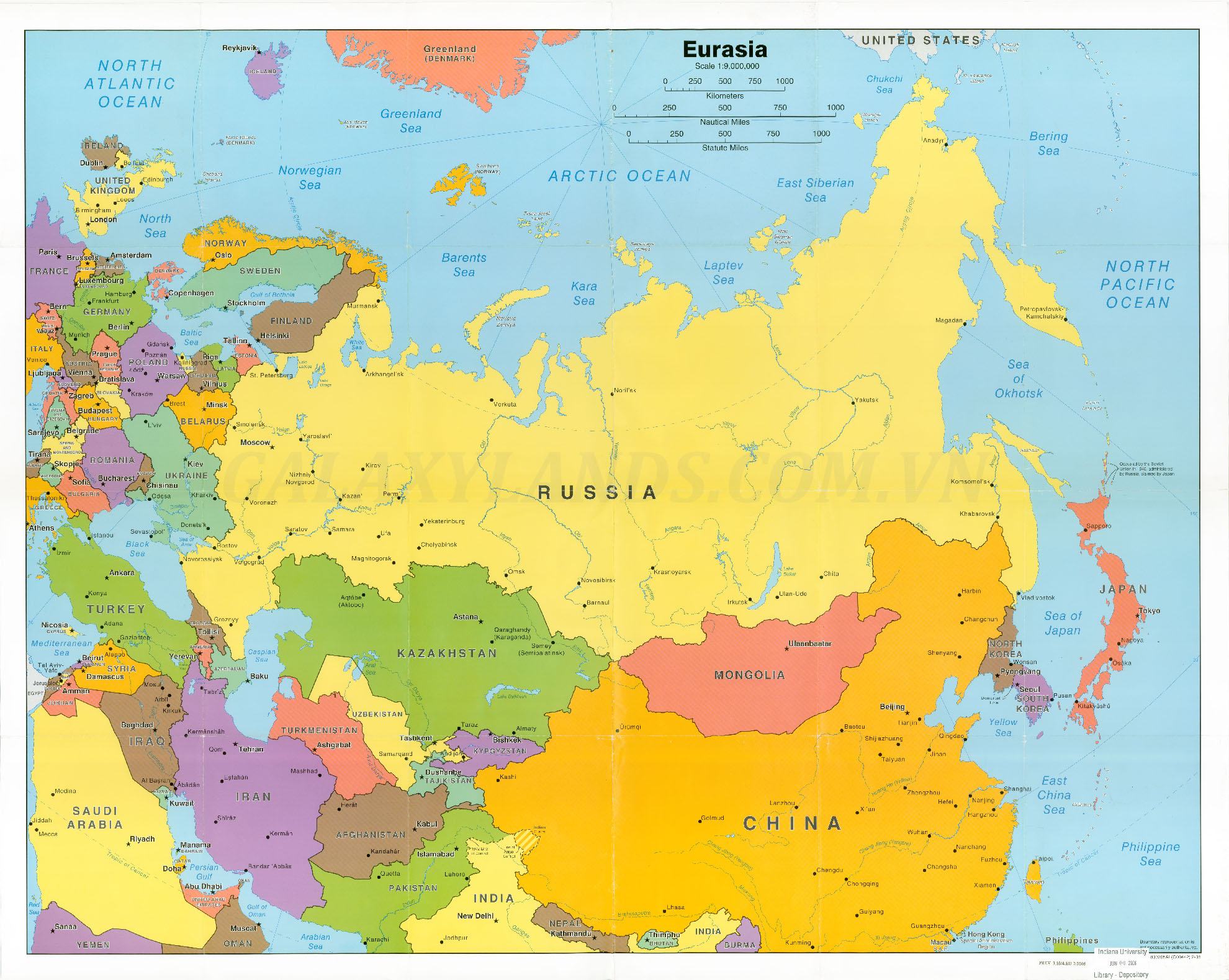 Bản đồ các quốc gia thuộc Châu Á