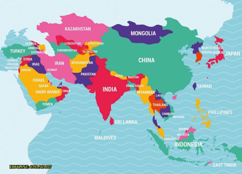So sánh về diện tích các Quốc Gia Châu Á