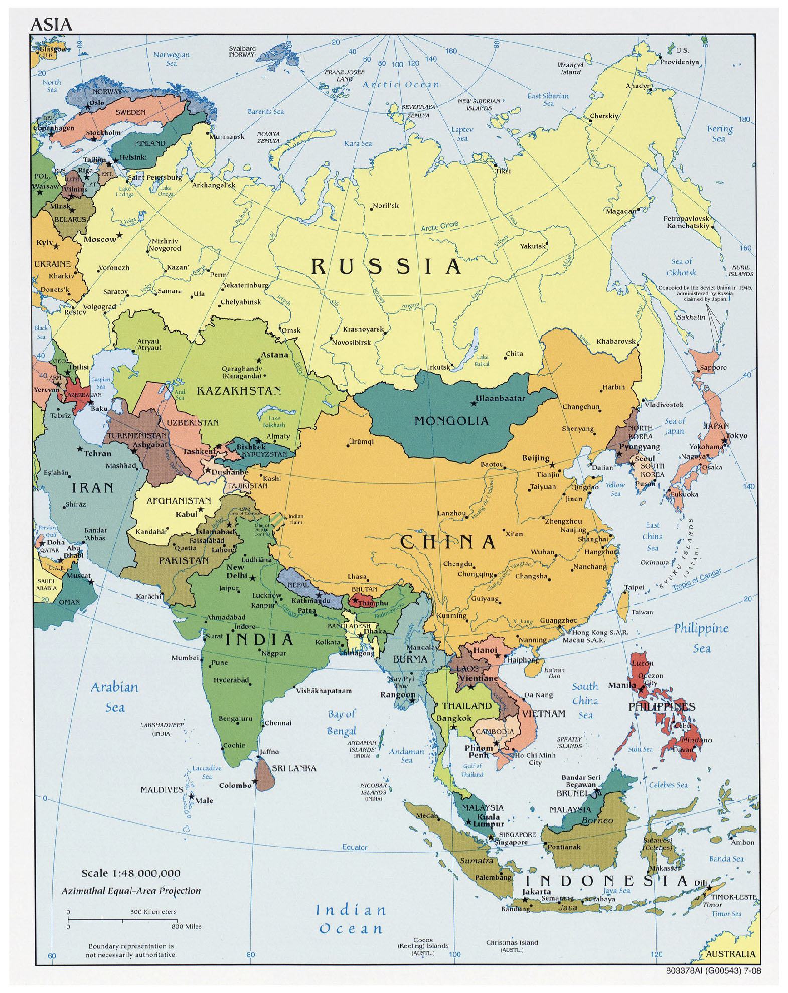 Bản đồ vị trí các quốc gia thuộc Châu Á
