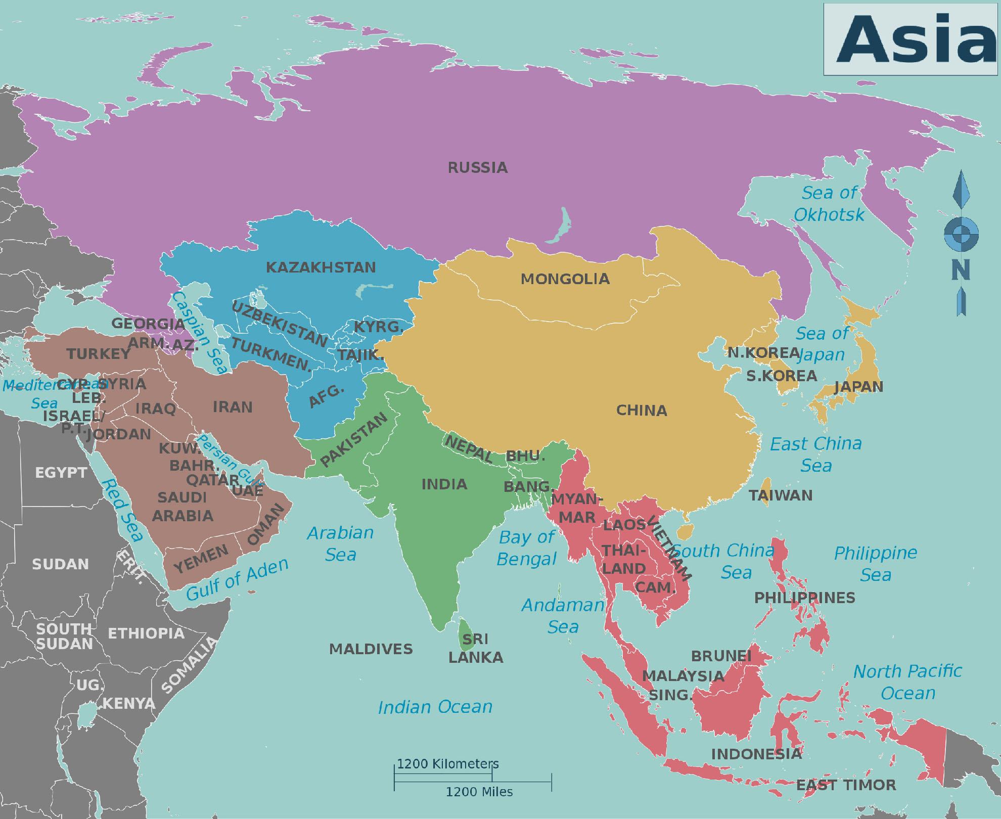 Bản đồ các quốc gia Châu Á 3D