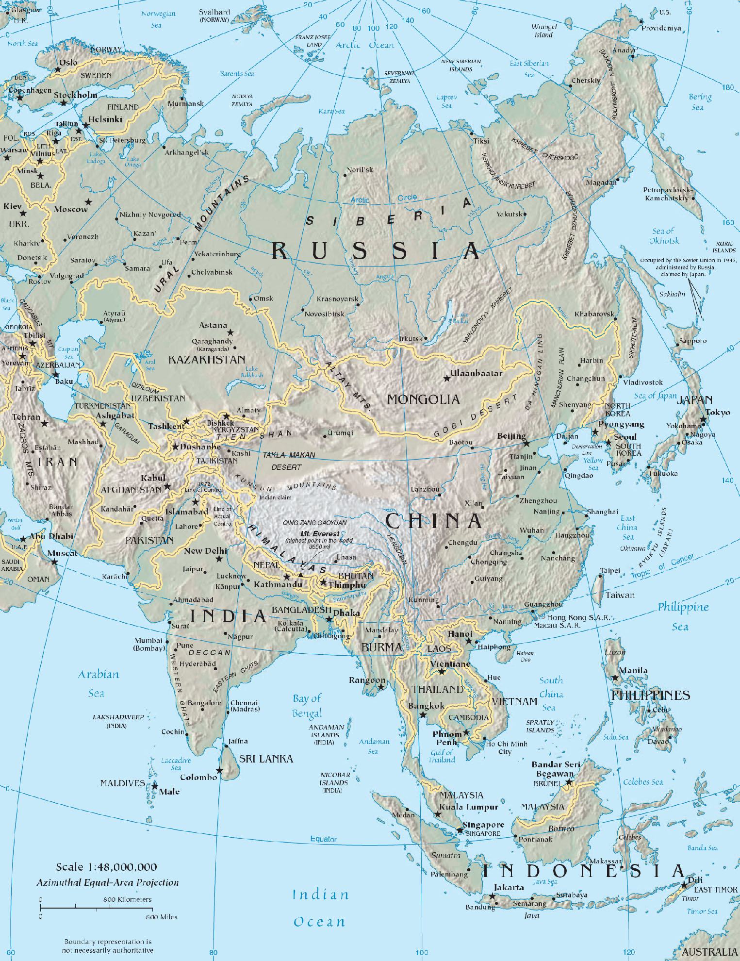 Bản đồ mô phỏng địa hình 3D Châu Á
