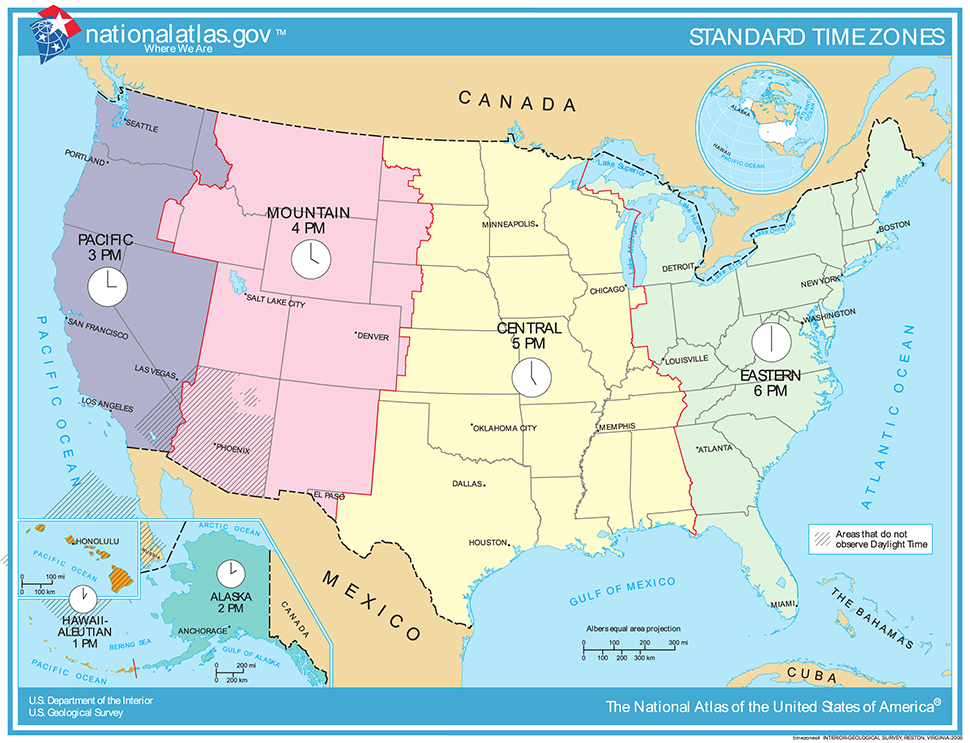 Các múi giờ ở các tiểu bang nước Mỹ ( United States )