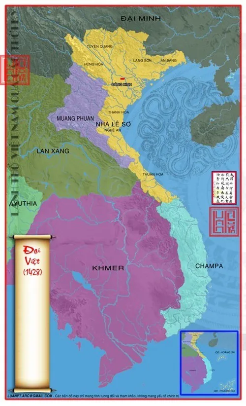 Lược đồ Việt Nam thời kỳ Hậu Lê năm 1428